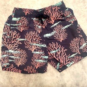 Boys Vilebrequin Navy Coral Moorea Swim Shorts